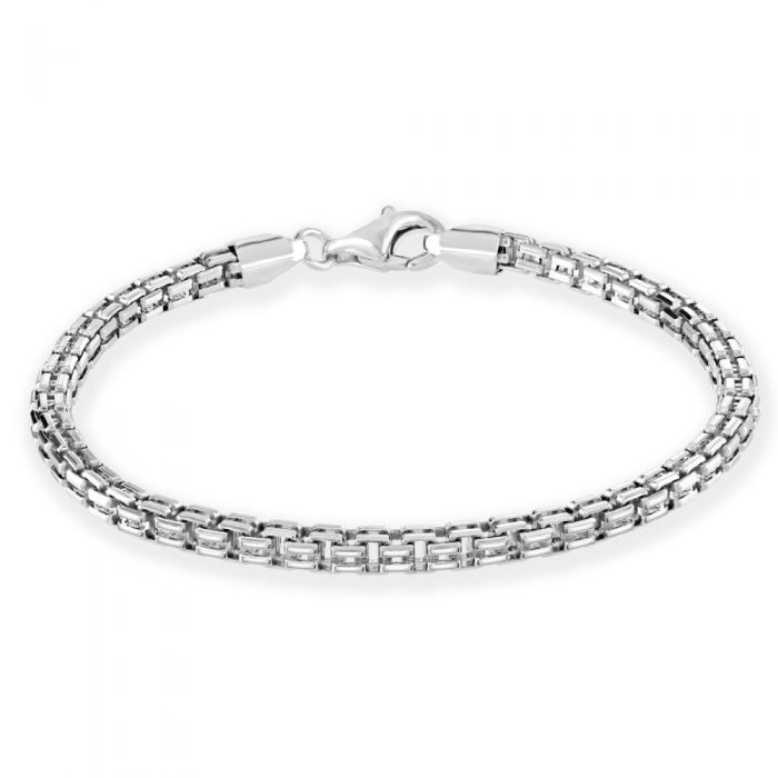 Sterling Silver 4mm Double Box Bracelet Diamond Cut £36.00: bracelet  