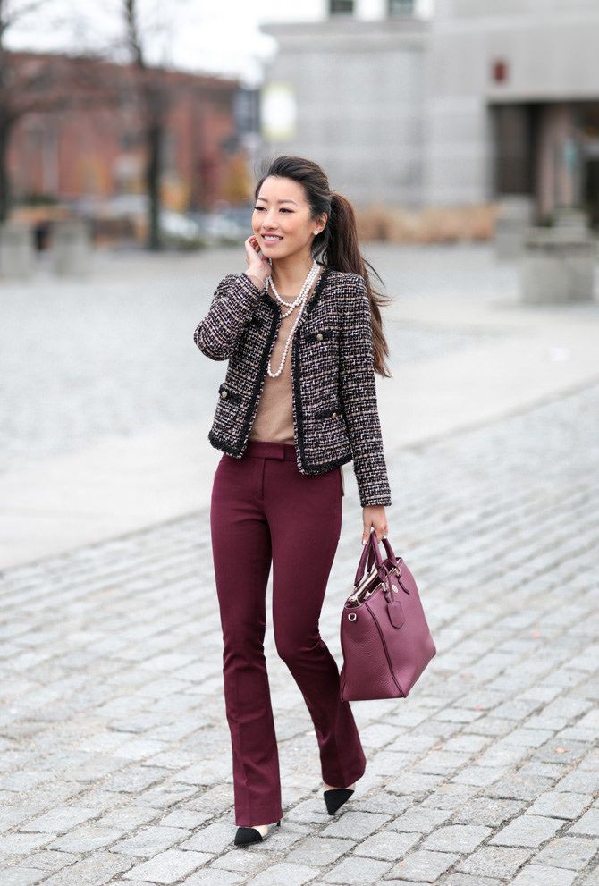 Wonderful Burgundy Pants Dress For Offiice: Cute Burgundy Pants Outfit,  Burgundy Pants  