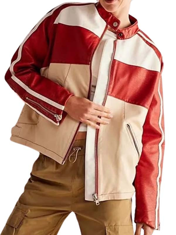 90s Oversized Sports Biker Jacket: 