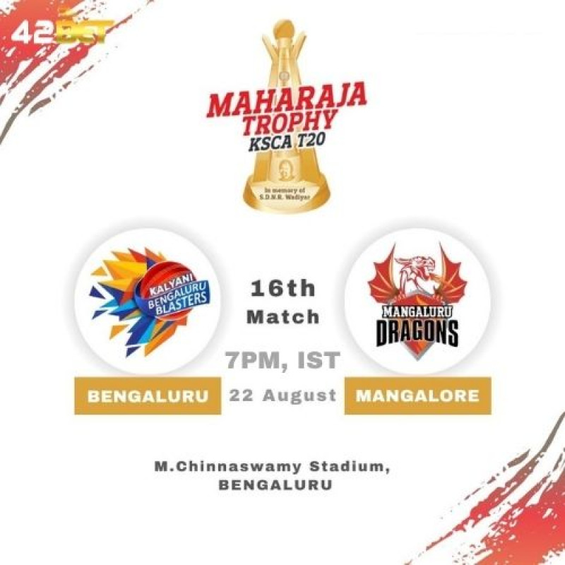 Bengaluru Blasters vs Mangaluru Dragons - Maharaja T20 Trophy Match 16 at M Chinnaswamy Stadium: 