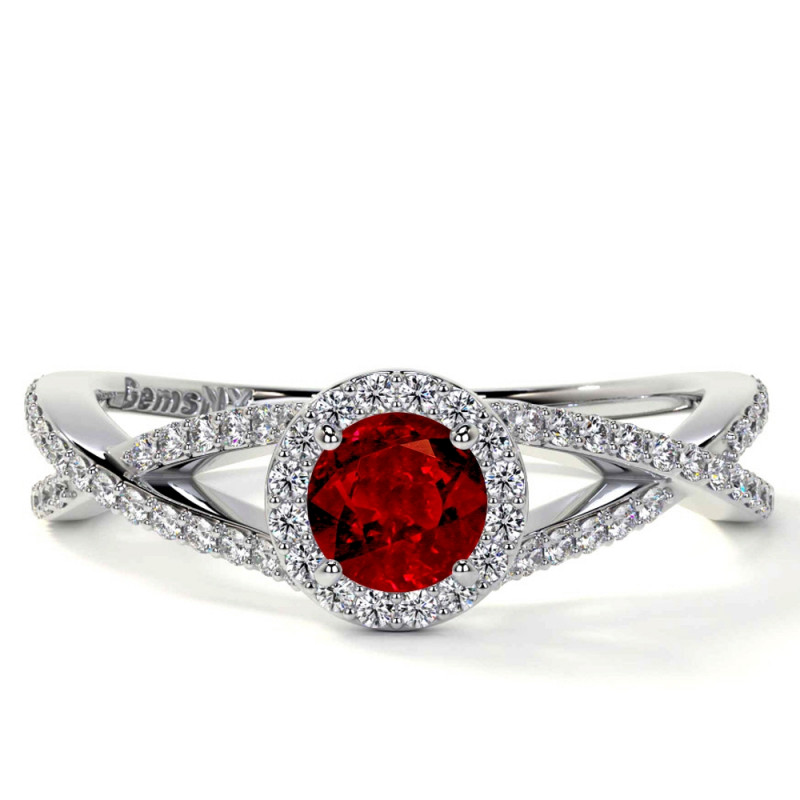 Natural Ruby Ring with Intertwined Band: 