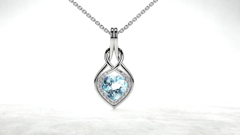 Elegant White Gold Heart Aquamarine Pendant for a Timeless Look: 