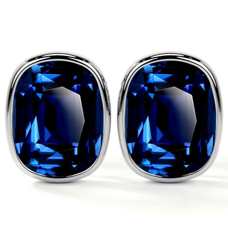 Tanzanite Stud Earrings in Cushion Cut: 