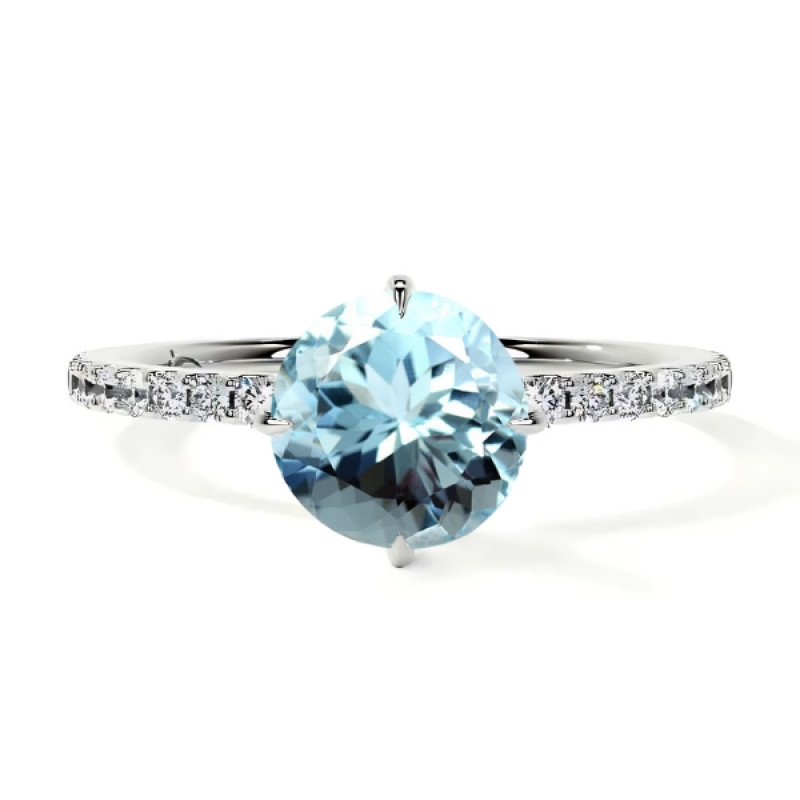 Round Shaped Natural Aquamarine Rings: 