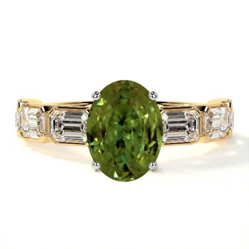 Oval Shaped Alexandrite Engagement Rings in Intense Color: 
