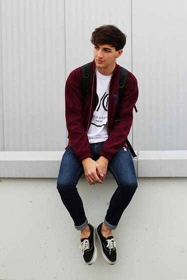 Purple And Violet Bomber Jacket, Guys School Attires Ideas With Dark Blue And Navy Casual Trouser, Jeans: 