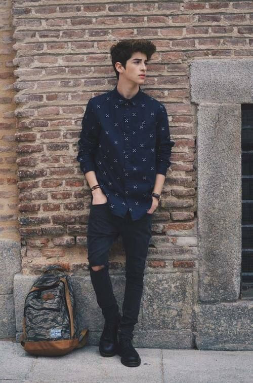 Dark Blue And Navy Shirt, Camping Fashion Wear With Dark Blue And Navy Casual Trouser, Boys Dressing In Summer: 