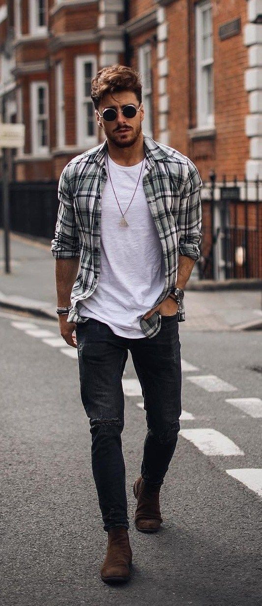 Shirt, Flannel Shirt Outfit Designs With Black Jeans, Shirt With Undershirt: 
