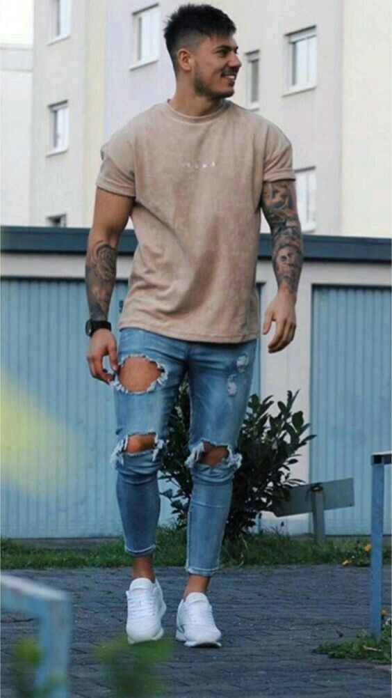 Beige T-shirt, Birthday Ideas With Dark Blue And Navy Jeans, Men T Shirt 2022: 